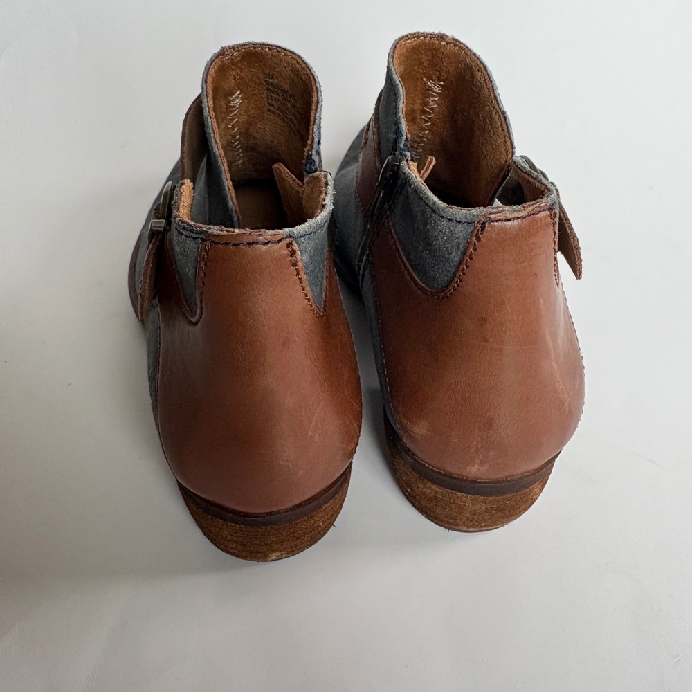 Born Kati Ankle Boots Womens 8 Blue Grey Suede Brown Leather Buckle Booties - Picture 9 of 12